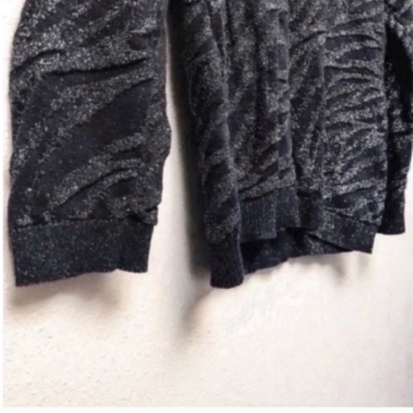 Black & Gray Silver Metallic Zebra Sparkle Sweater - Picture 2 of 4